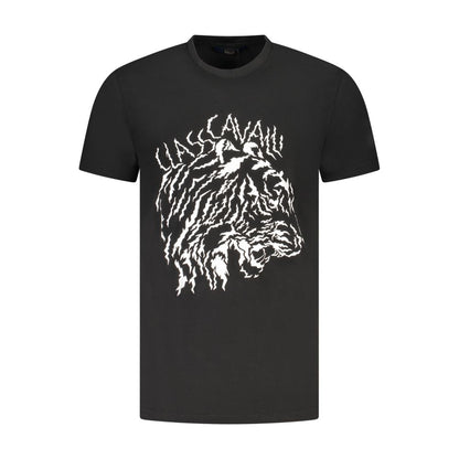 Cavalli Class Schwarzes Herren-T-Shirt aus Baumwolle