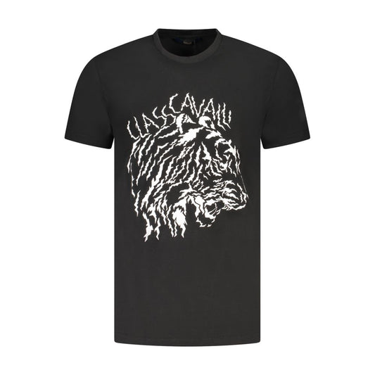 Cavalli Class Schwarzes Herren-T-Shirt aus Baumwolle