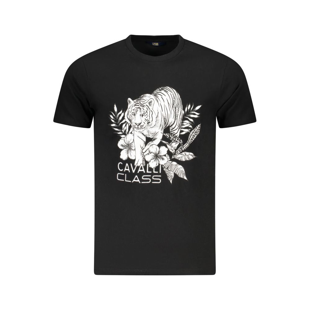 Cavalli Class Schwarzes Herren-T-Shirt aus Baumwolle