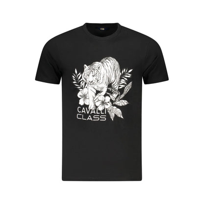 Cavalli Class Schwarzes Herren-T-Shirt aus Baumwolle