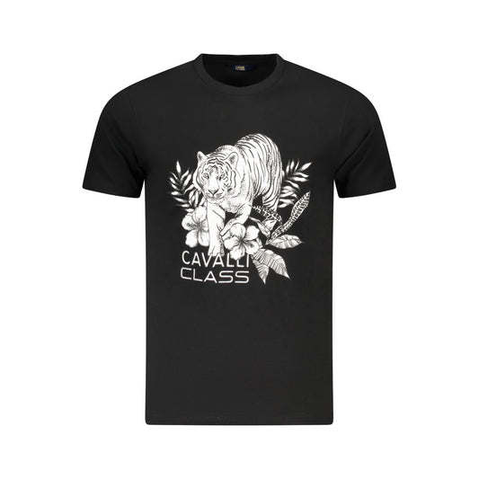 Cavalli Class Schwarzes Herren-T-Shirt aus Baumwolle