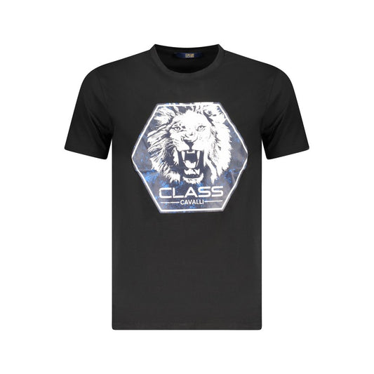 Cavalli Class Schwarzes Herren-T-Shirt aus Baumwolle