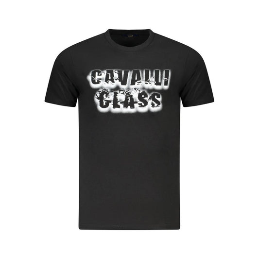 Cavalli Class Schwarzes Herren-T-Shirt aus Baumwolle