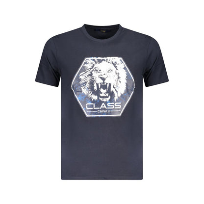 Cavalli Class Herren-T-Shirt aus blauer Baumwolle