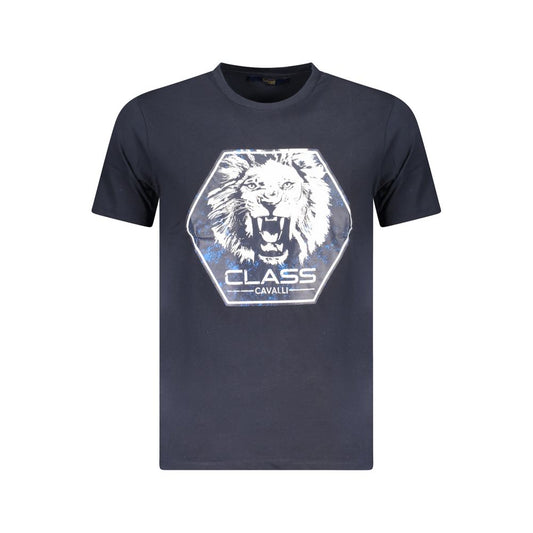 Cavalli Class Herren-T-Shirt aus blauer Baumwolle