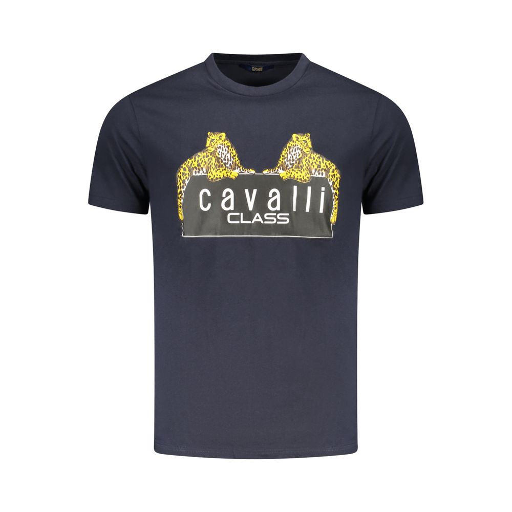 Cavalli Class Herren-T-Shirt aus blauer Baumwolle