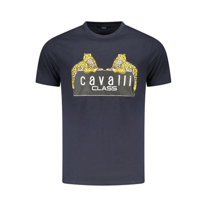Cavalli Class Herren-T-Shirt aus blauer Baumwolle