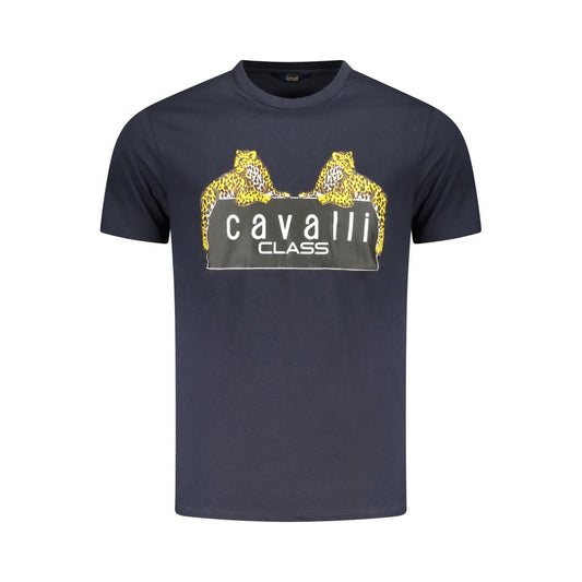 Cavalli Class Herren-T-Shirt aus blauer Baumwolle