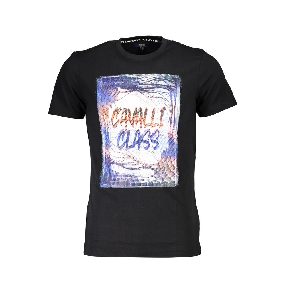 Cavalli Class Schwarzes Herren-T-Shirt aus Baumwolle