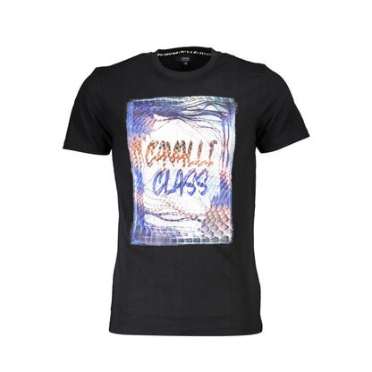 Cavalli Class Schwarzes Herren-T-Shirt aus Baumwolle