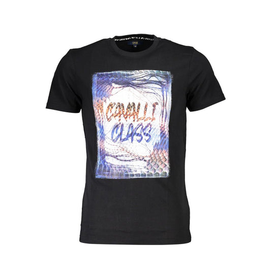 Cavalli Class Schwarzes Herren-T-Shirt aus Baumwolle