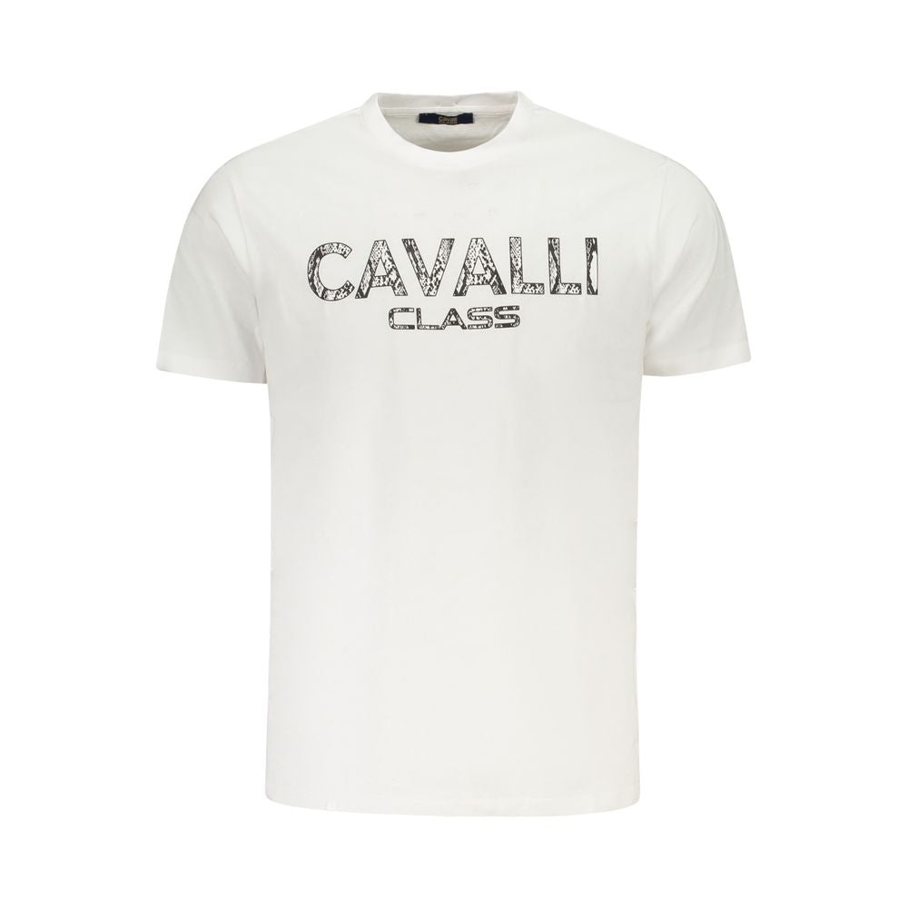 Cavalli Class Weißes Herren-T-Shirt aus Baumwolle