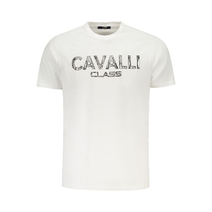 Cavalli Class Weißes Herren-T-Shirt aus Baumwolle