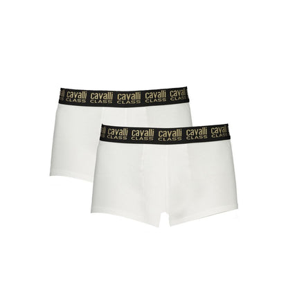 Cavalli Class Herren-Boxershorts aus weißer Baumwolle, Paar