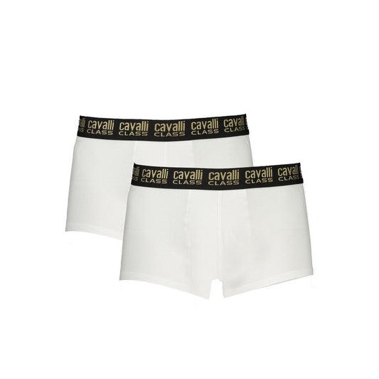 Cavalli Class Herren-Boxershorts aus weißer Baumwolle, Paar