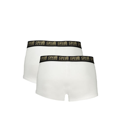 Cavalli Class Herren-Boxershorts aus weißer Baumwolle, Paar
