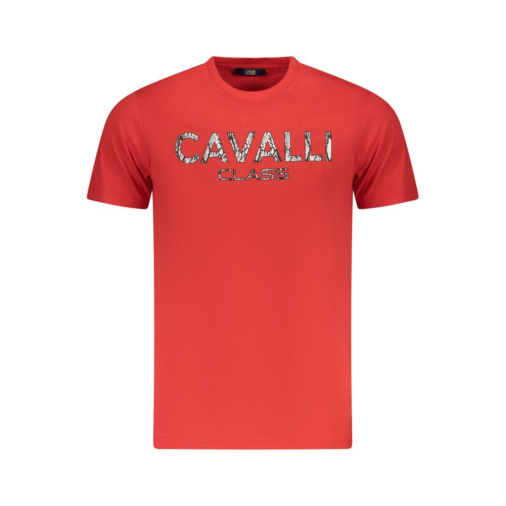 Cavalli Class Rotes Herren-T-Shirt aus Baumwolle