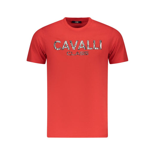 Cavalli Class Rotes Herren-T-Shirt aus Baumwolle
