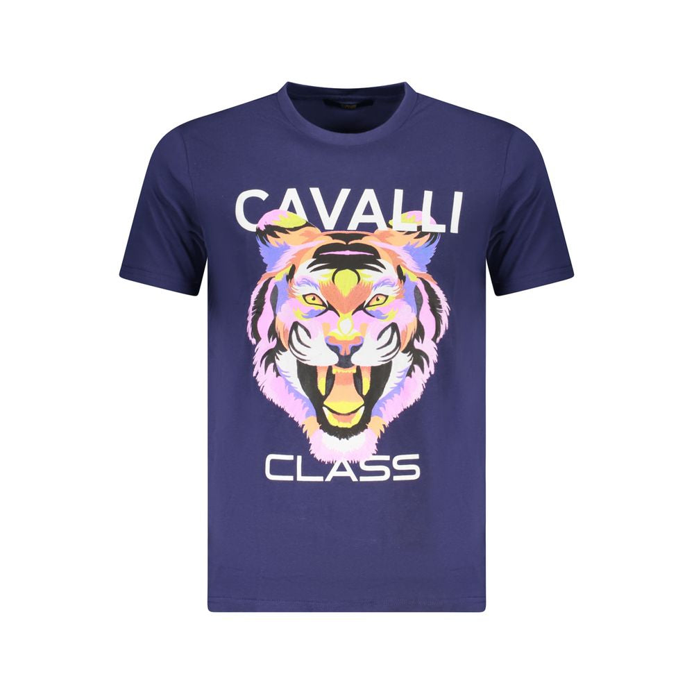 Cavalli Class Herren-T-Shirt aus blauer Baumwolle
