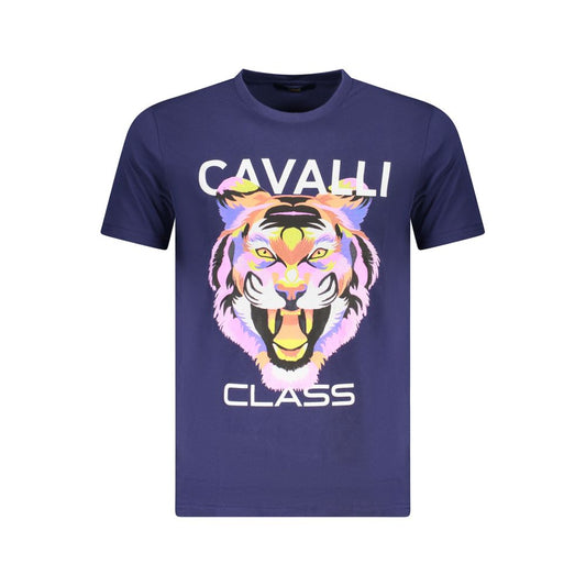 Cavalli Class Herren-T-Shirt aus blauer Baumwolle