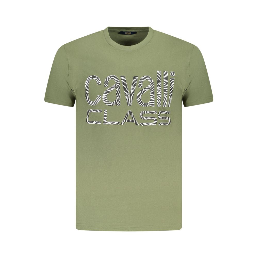 Cavalli Class Grünes Herren-T-Shirt aus Baumwolle