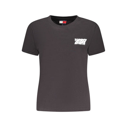 Tommy Hilfiger – Schwarzes Baumwoll-T-Shirt für Damen