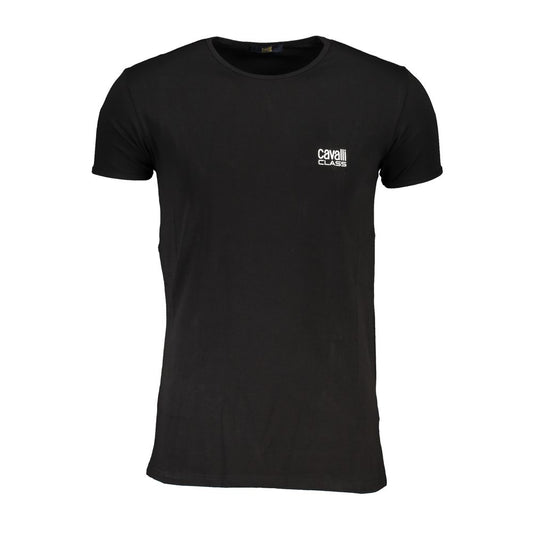 Schwarzes Baumwoll-T-Shirt der Cavalli Class