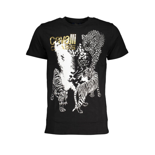 Schwarzes Baumwoll-T-Shirt der Cavalli Class