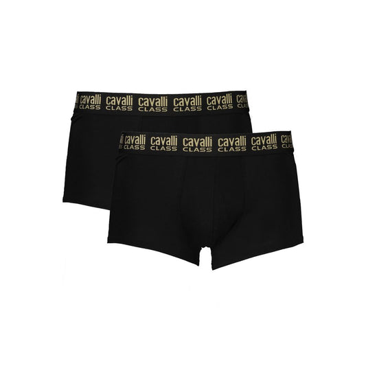 Cavalli Class Herren-Boxershorts aus schwarzer Baumwolle
