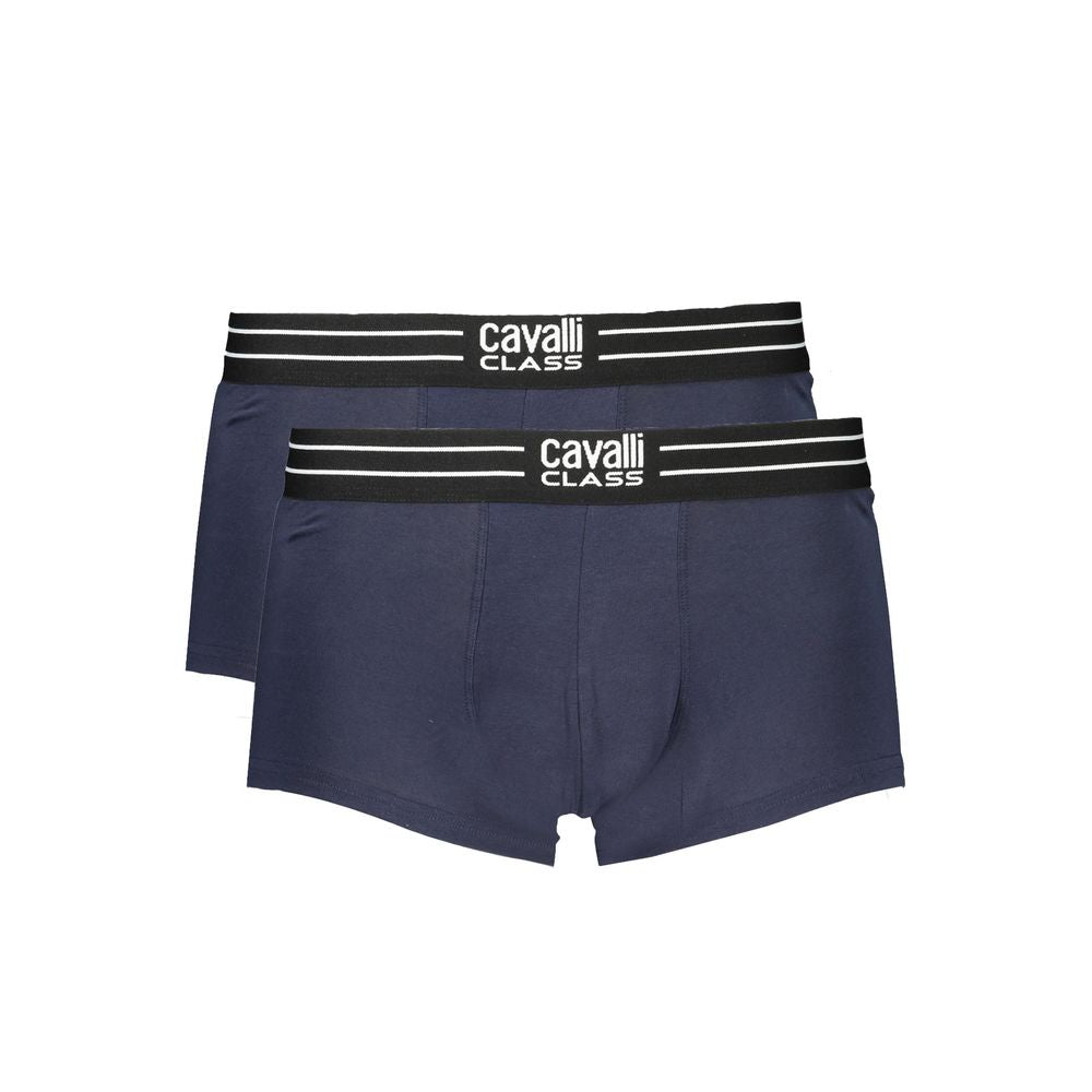 Cavalli Class Herren-Boxershorts aus blauer Baumwolle