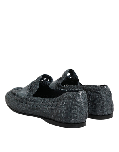 Dolce &amp; Gabbana – Slipper aus gewebtem Leder in Blau