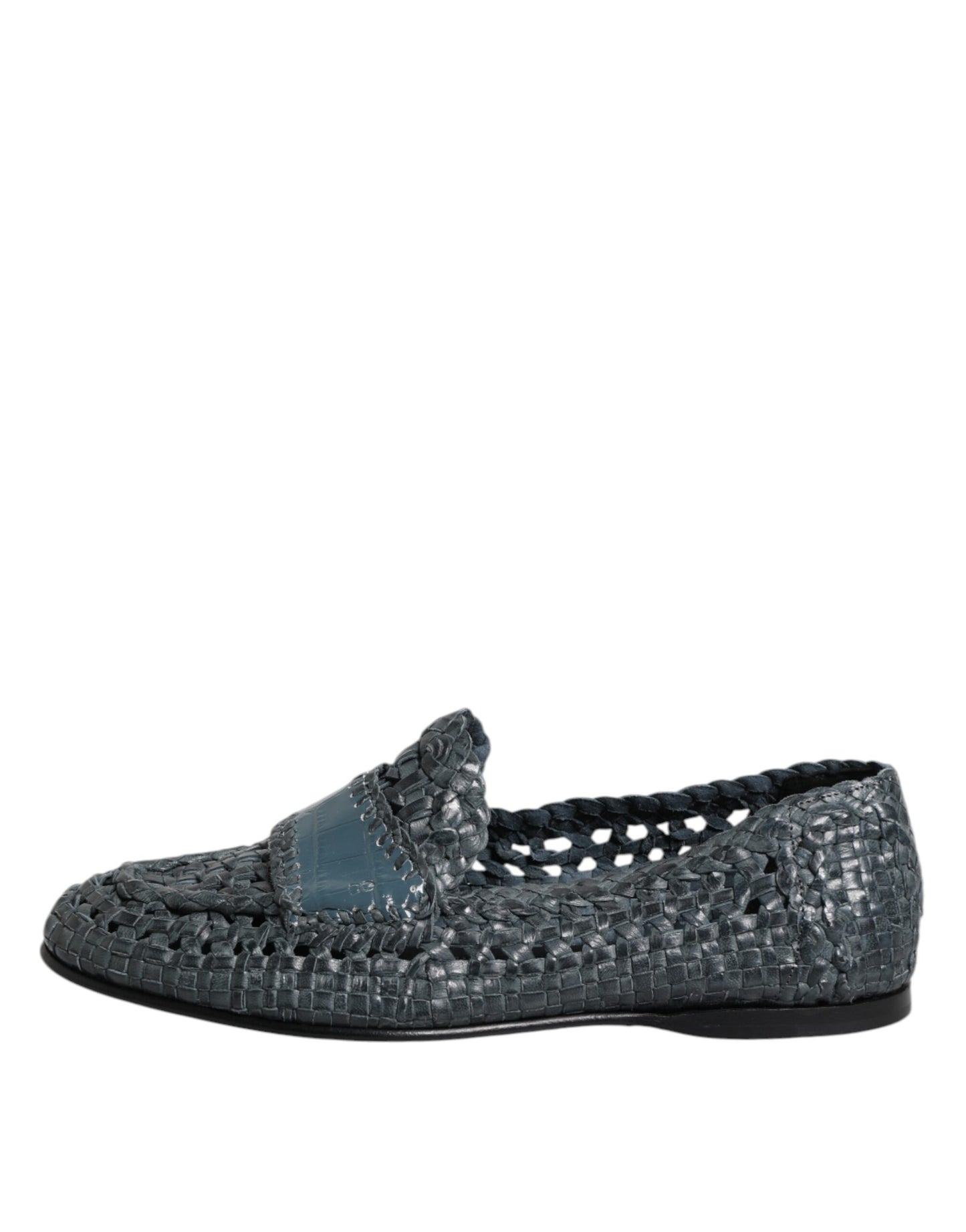 Dolce &amp; Gabbana – Slipper aus gewebtem Leder in Blau