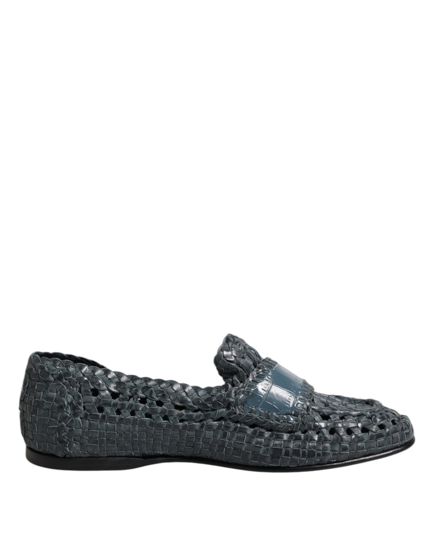 Dolce &amp; Gabbana – Slipper aus gewebtem Leder in Blau