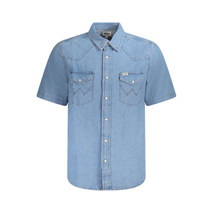 Wrangler Hellblaues Herrenhemd aus Baumwolle