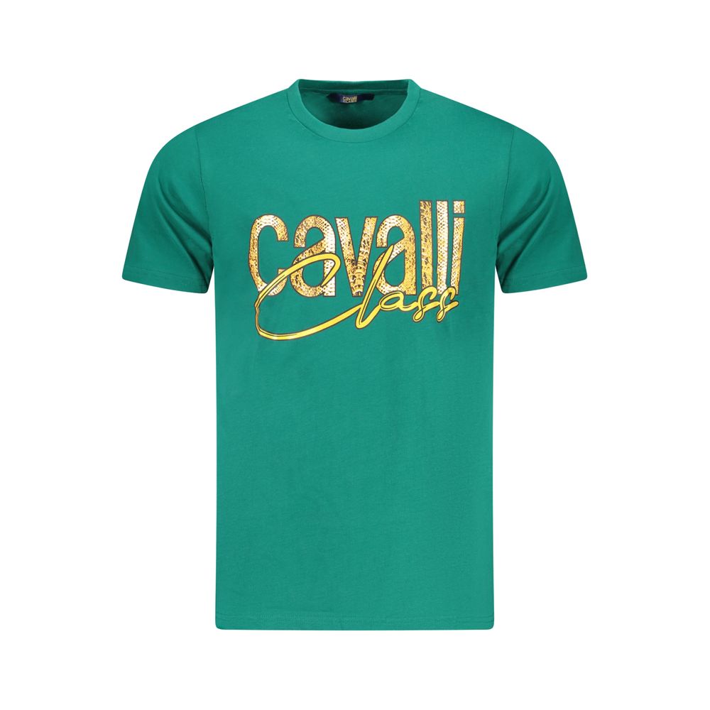 Cavalli Class Grünes Herren-T-Shirt aus Baumwolle