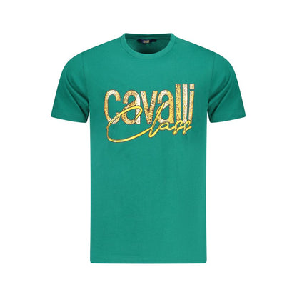 Cavalli Class Grünes Herren-T-Shirt aus Baumwolle