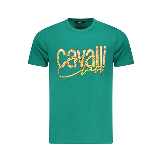 Cavalli Class Grünes Herren-T-Shirt aus Baumwolle
