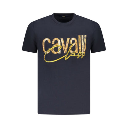 Cavalli Class Herren-T-Shirt aus blauer Baumwolle