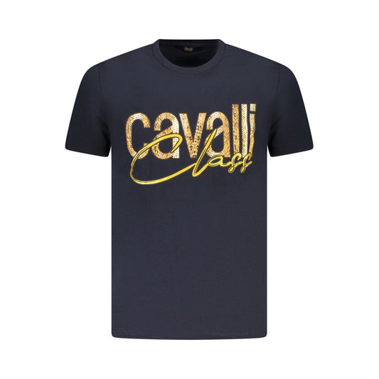 Cavalli Class Herren-T-Shirt aus blauer Baumwolle