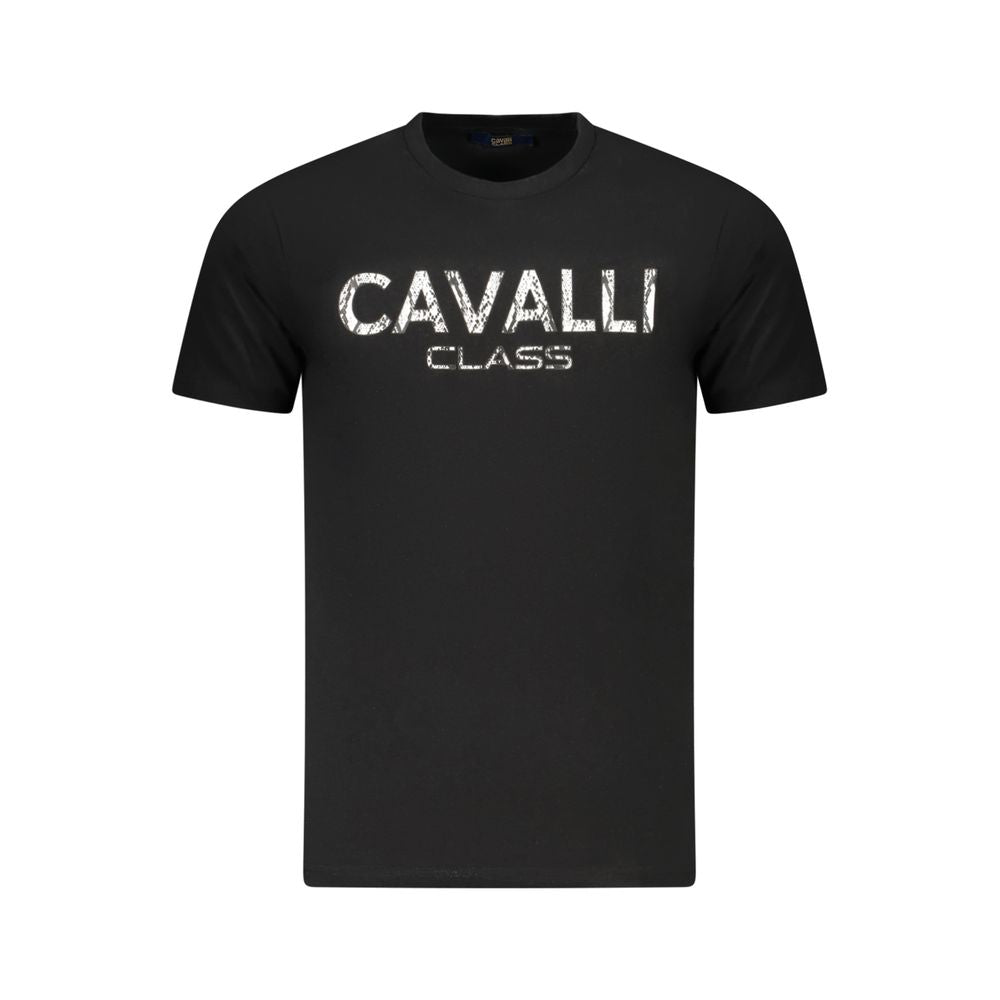 Cavalli Class Schwarzes Herren-T-Shirt aus Baumwolle