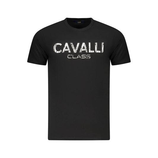 Cavalli Class Schwarzes Herren-T-Shirt aus Baumwolle