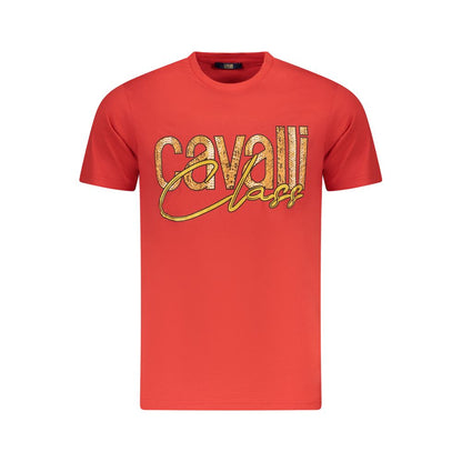 Cavalli Class Rotes Herren-T-Shirt aus Baumwolle