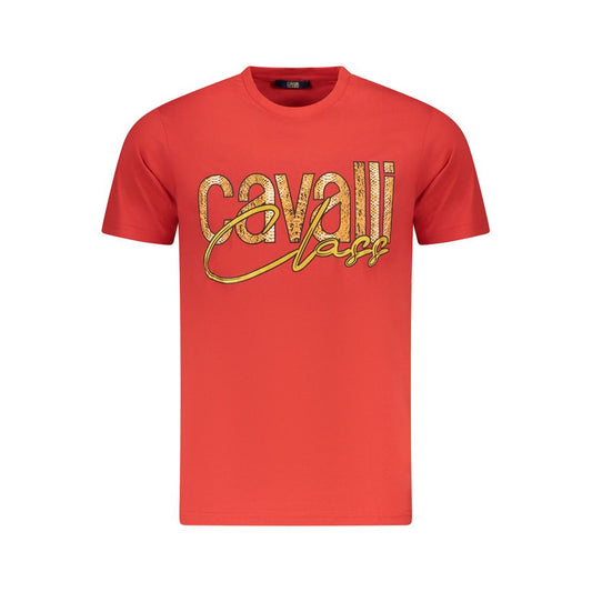 Cavalli Class Rotes Herren-T-Shirt aus Baumwolle