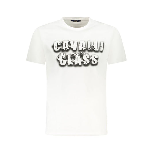 Cavalli Class Weißes Herren-T-Shirt aus Baumwolle
