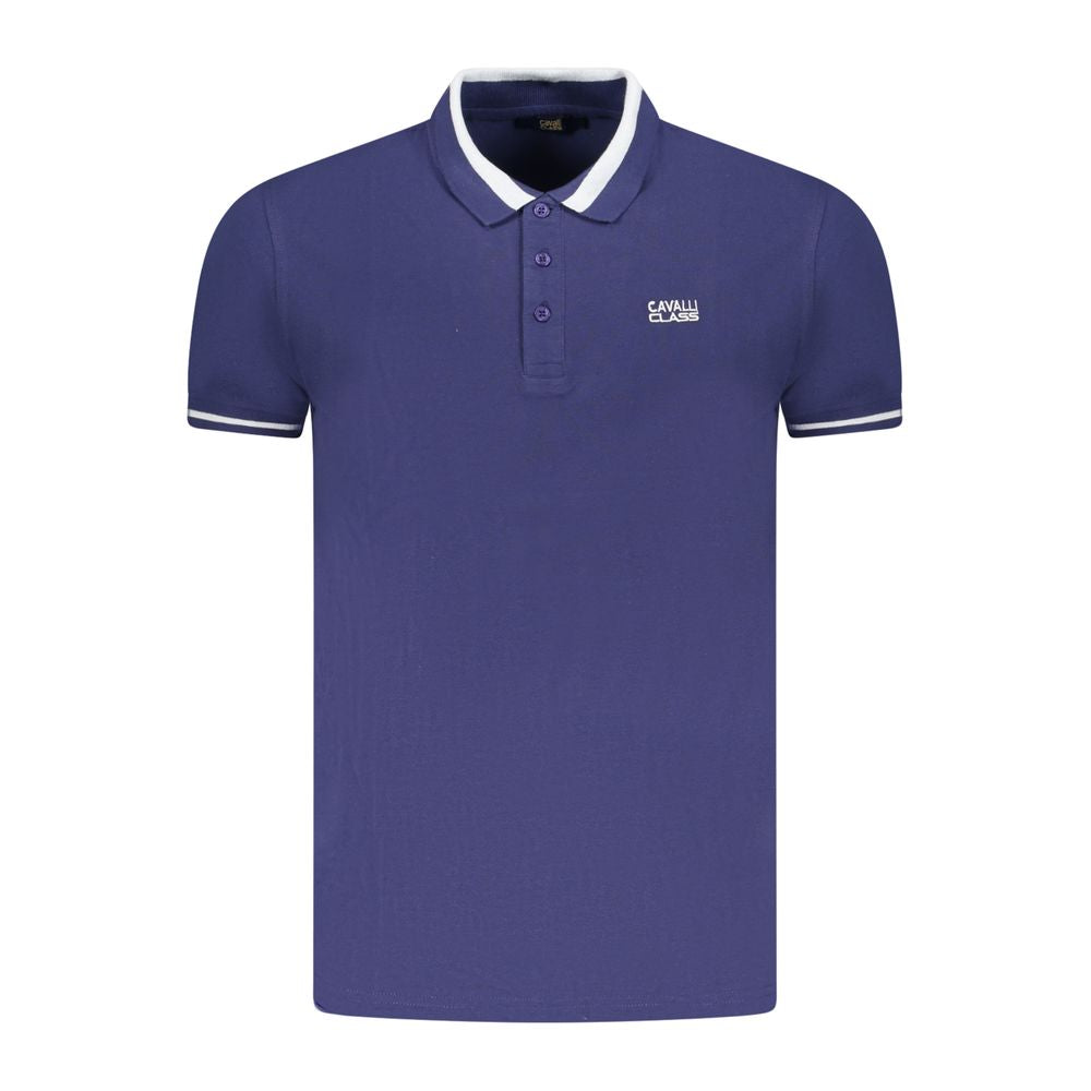 Cavalli Class Herren-Poloshirt aus blauer Baumwolle