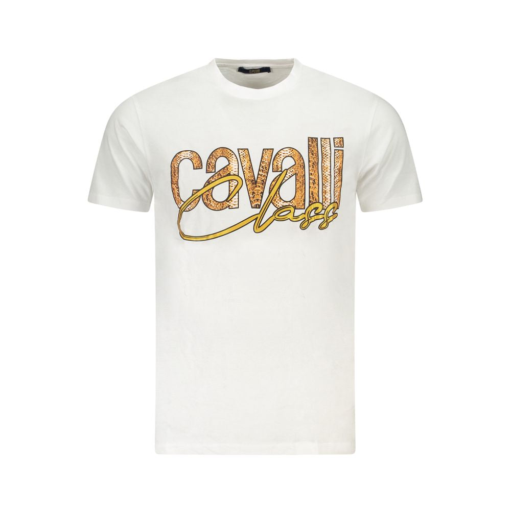 Cavalli Class Weißes Herren-T-Shirt aus Baumwolle