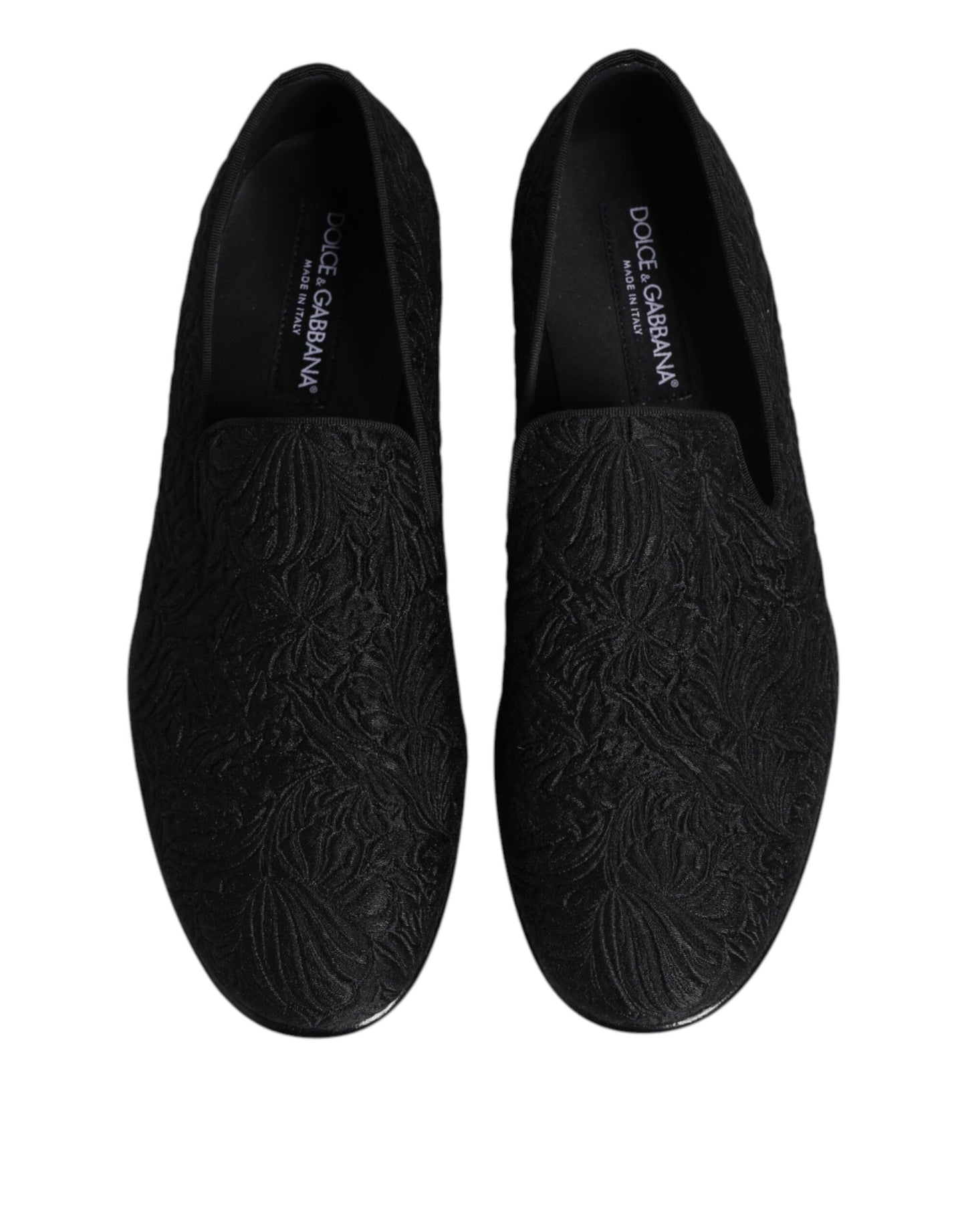 Dolce &amp; Gabbana – Schwarze Slipper aus Jacquard, formelle Schuhe
