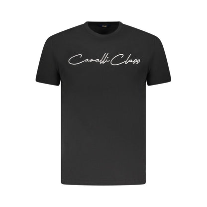 Cavalli Class Schwarzes Herren-T-Shirt aus Baumwolle
