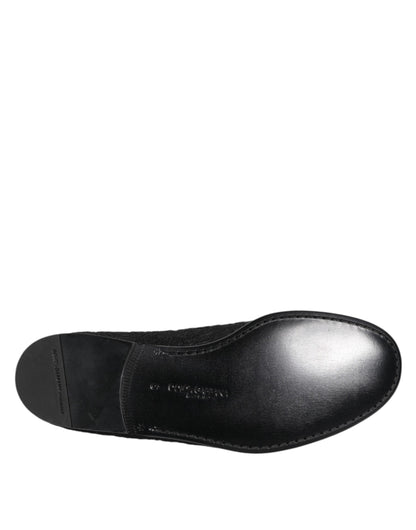 Dolce &amp; Gabbana – Schwarze Slipper aus Jacquard, formelle Schuhe