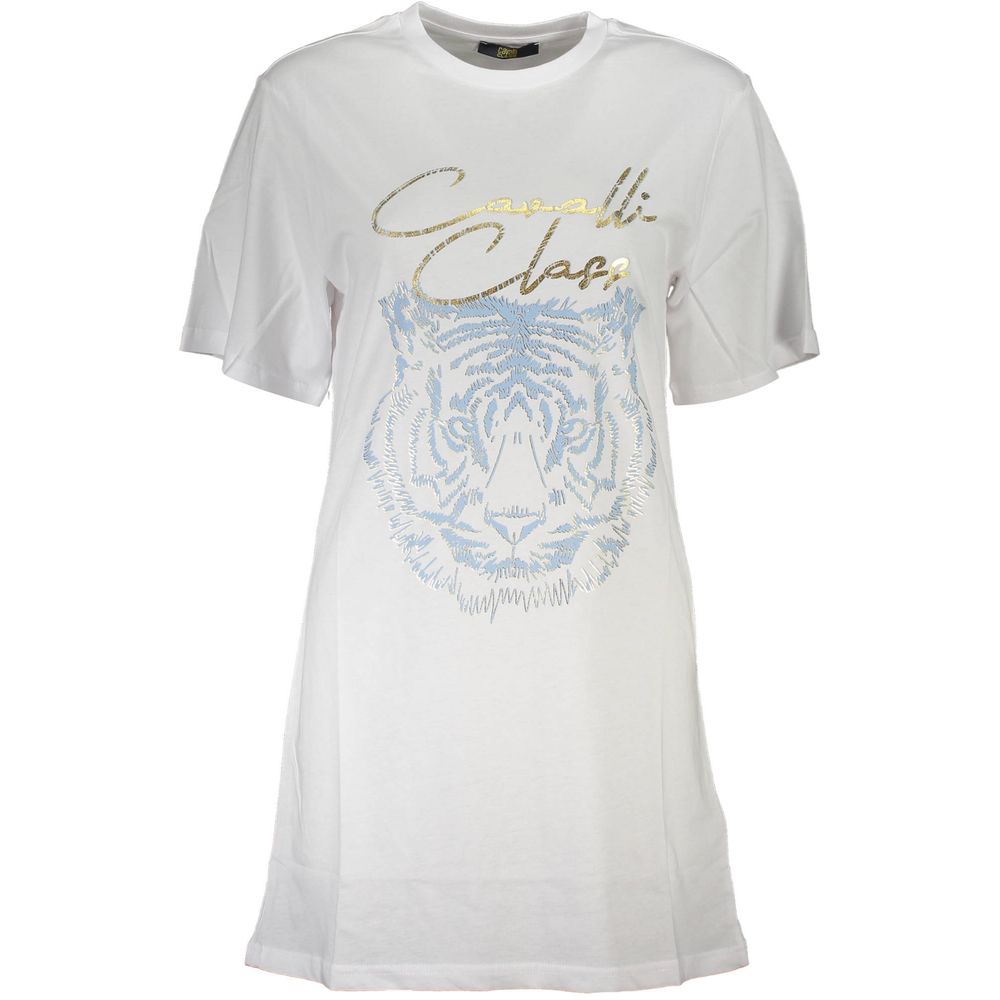 Cavalli Class Weißes Damen-T-Shirt aus Baumwolle